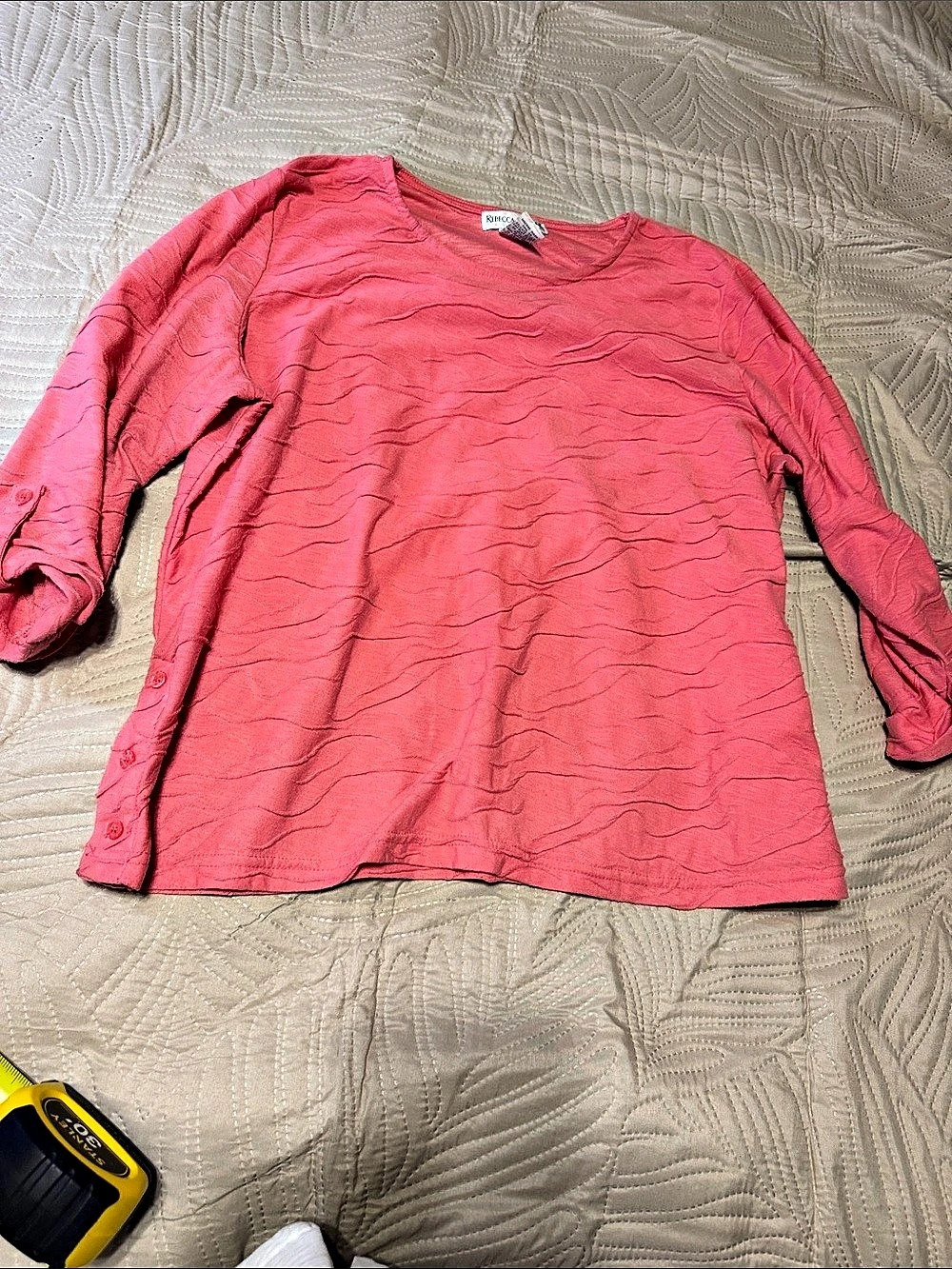 Rebecca Malone Long Sleeve Abstract Top in Pink Size XL